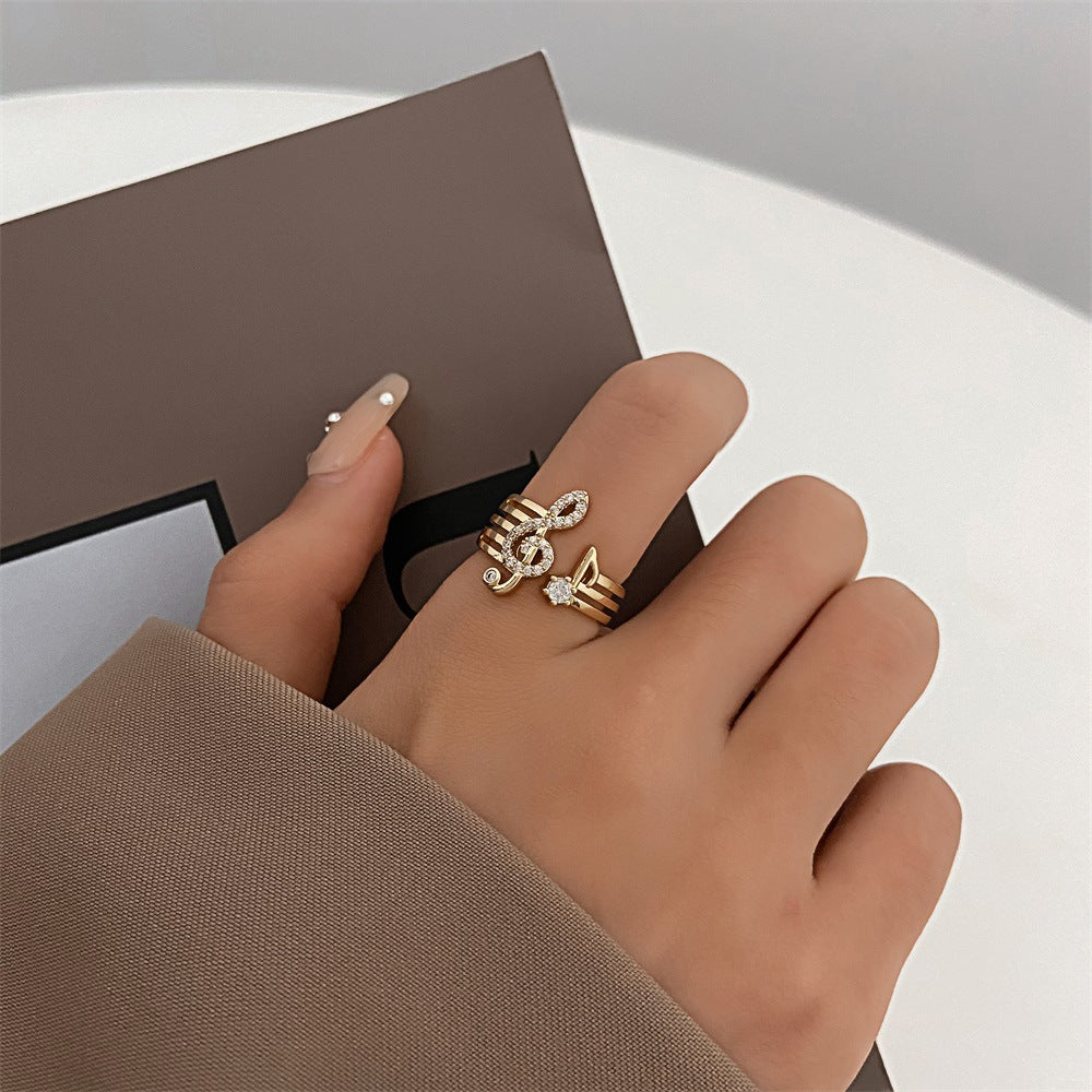 Anillos De Aleación De Símbolos Musicales Con Incrustaciones De Circón Al Por Mayor